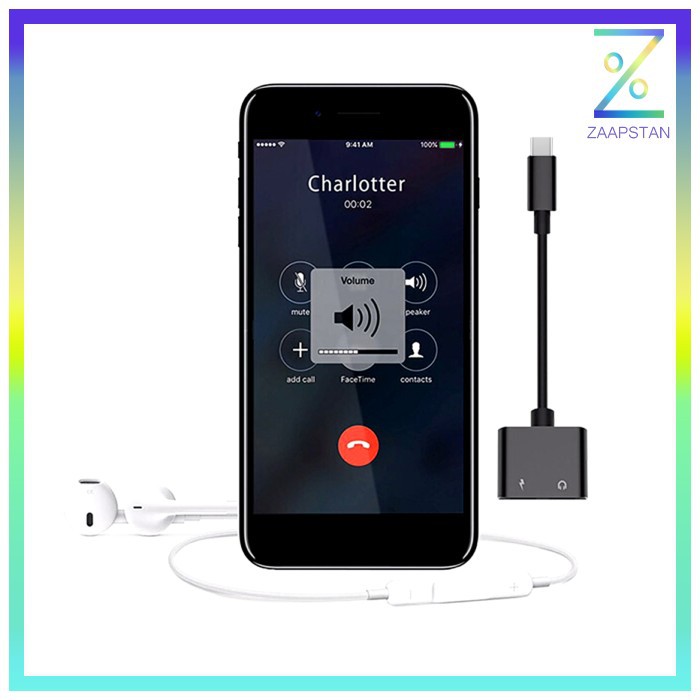 Adapter USB Type C to AUX 3.5mm Headphone + USB Type C - W1O33 - Black