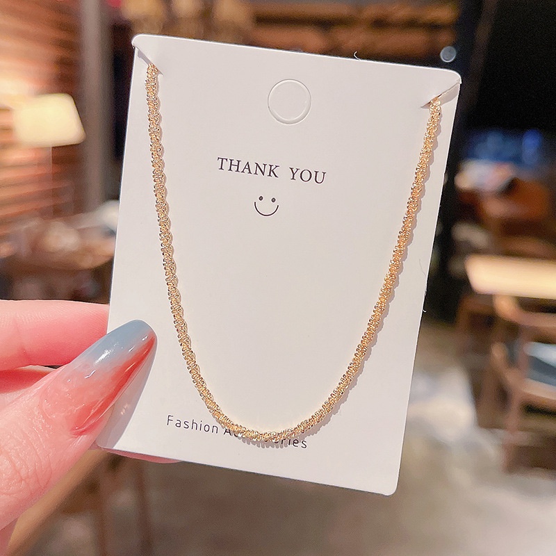 Kalung Rantai Tali Bahan Titanium Steel Warna Emas Untuk Pria Dan Wanita
