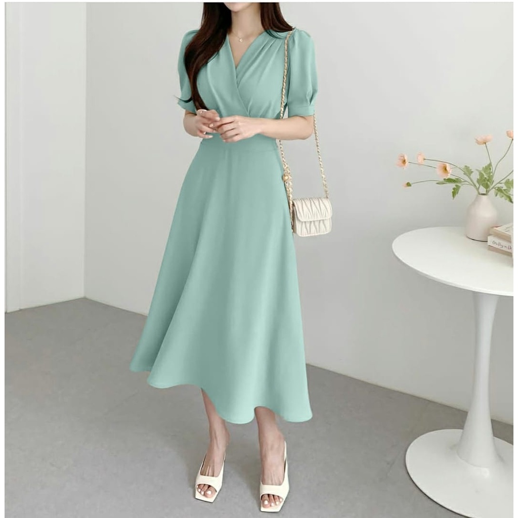 FWG - DRESS SHEREN / CASUAL DRESS / DRESS WANITA KOREA / LONGDRESS / PAKAIAN WANITA / DRESS KONDANGAN