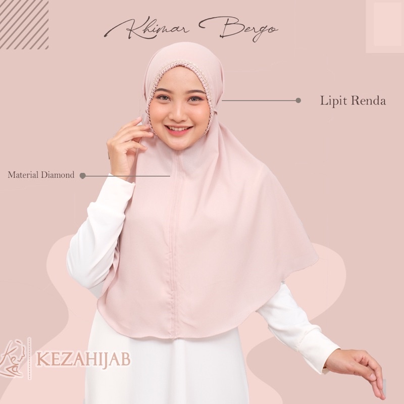 KHIMAR BERGO TALI LIPIT-RENDA/HIJAB INSTANT BERGO