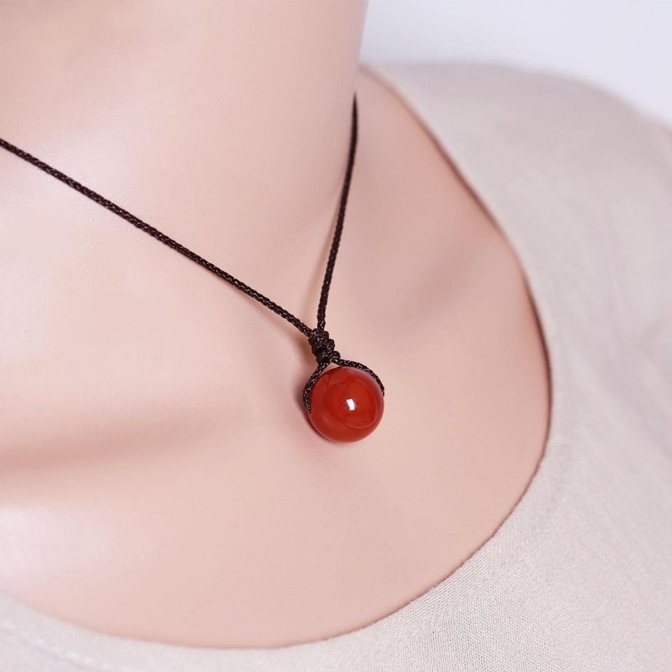 Hiasan Choker Charms Liontin Pasangan Kalung Batu Akik Hadiah Perhiasan Wanita Pria Batu Alam Tali Kulit