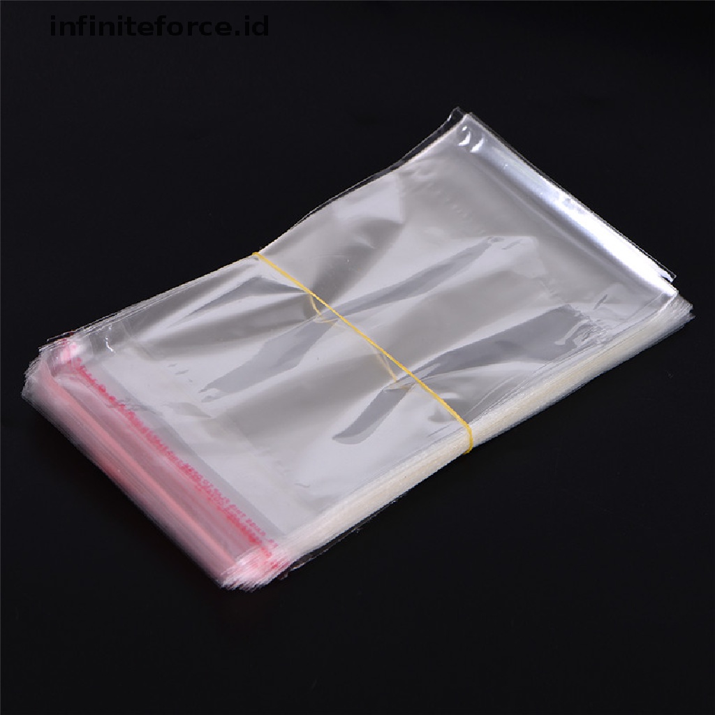 (Infiniteforce.Id) 200pcs Kantong Plastik Transparan Dengan Perekat Untuk Permen / Perhiasan