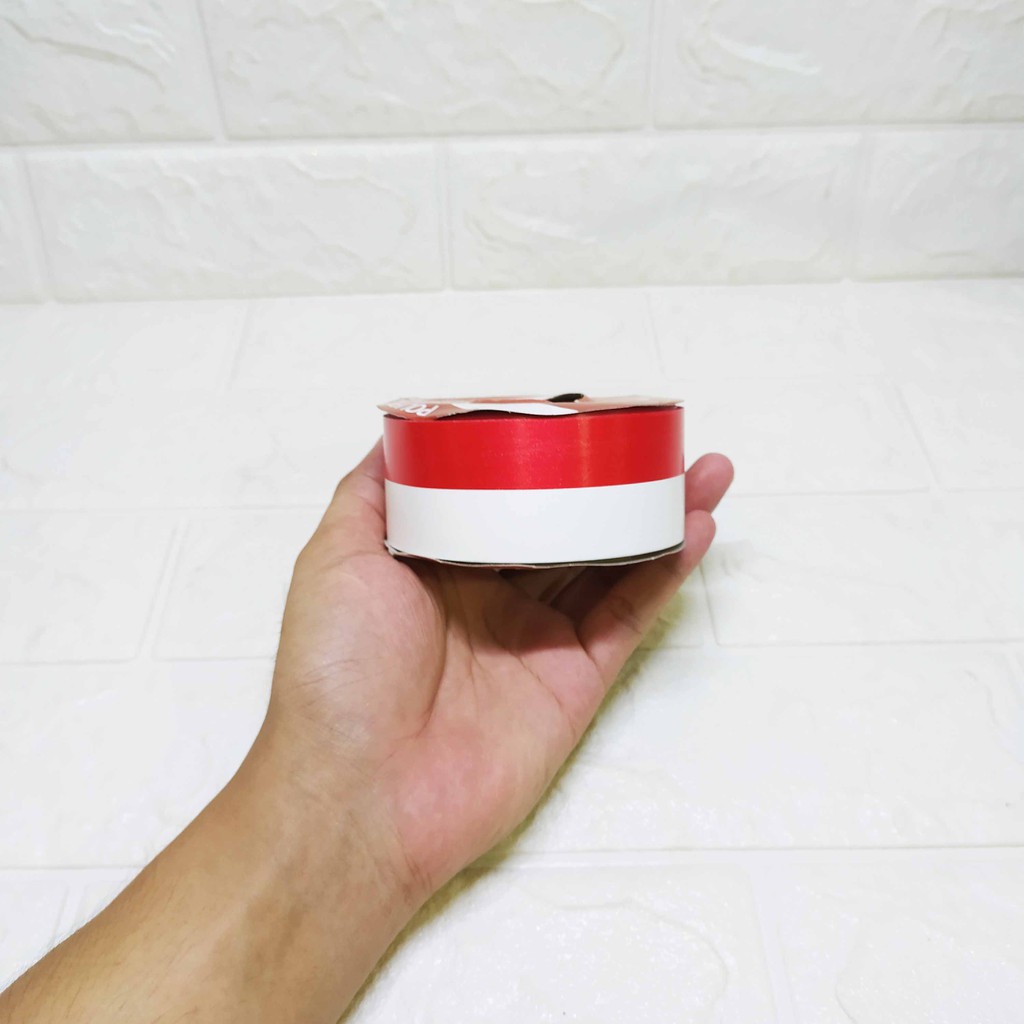 Pita Kado Jepang Merah Putih 1,5 inch ( 4 cm ) - Pita Bahan Dekorasi