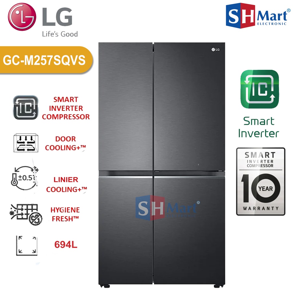 KULKAS LG SIDE BY SIDE GC-M257SQVS / GC-M257SQVS KAPASITAS 694 LITER DOOR IN DOOR  SMART INVERTER GARANSI RESMI