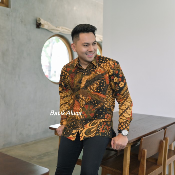 Batik Pria Lengan Panjang Furing Modern Premium Original Kemeja Batik Pria Baju Batik Pria Lengan Panjang Modern Slim Fit  FASHION BATIK ALUNA