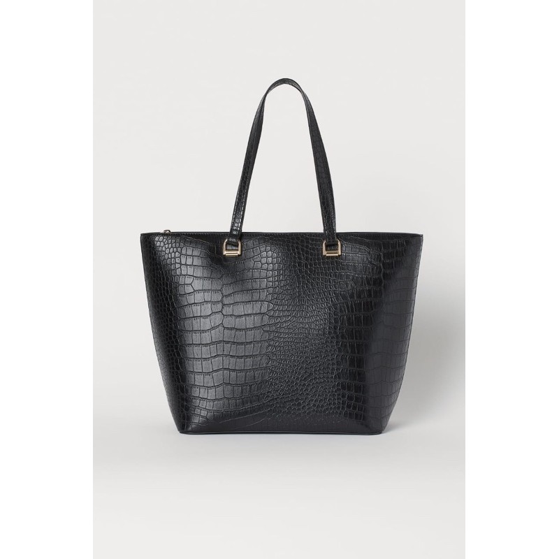 Tote Bag H&M Black Crocodile Pattern