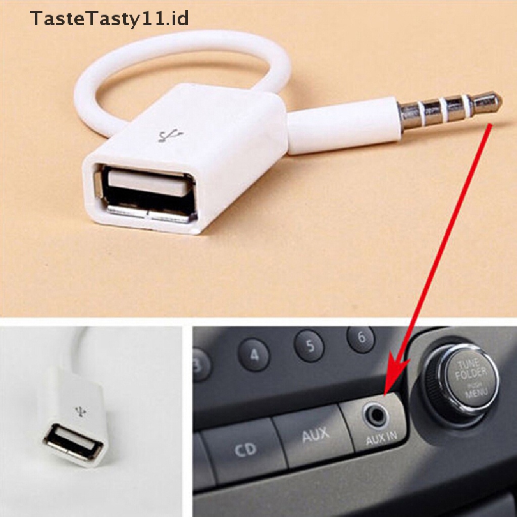 Kabel Konverter jack audio aux 3.5mm male Ke usb 2.0 female Untuk mp3 Mobil