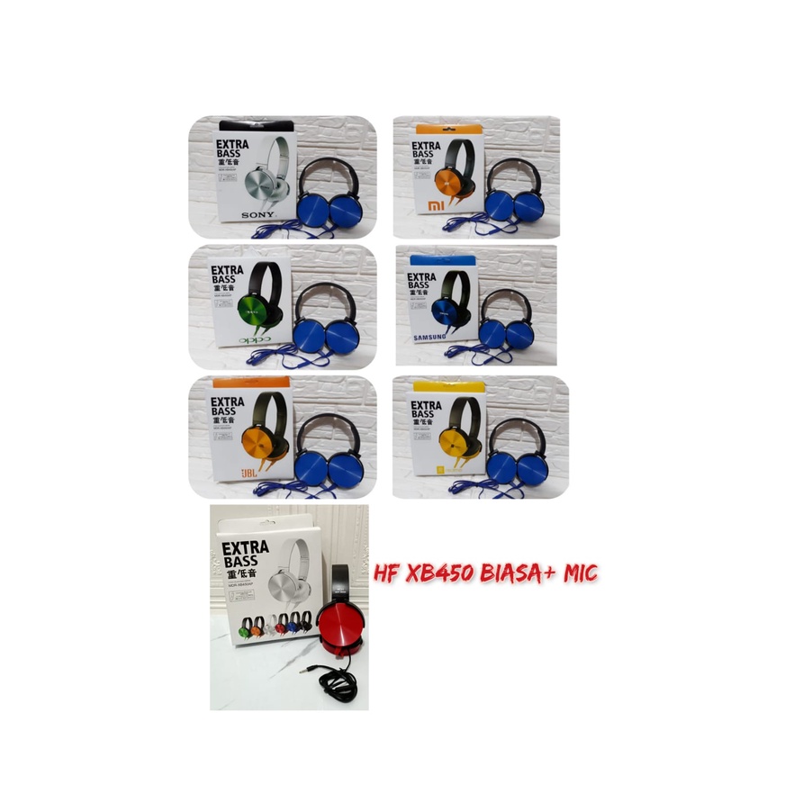 HEADPHONE HEADSET BANDO XB-450 SUPER EXTRA BASS - HANDSFREE - XB450 JACK AUDIO + PACK-PACK BIASA