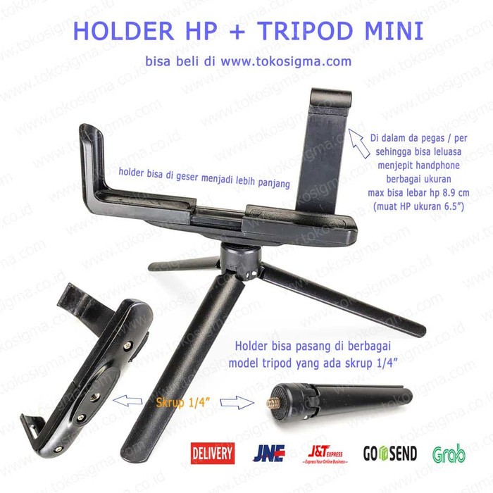 MINI TRIPOD Stand HP Handphone SMARTPHONE Clip HOLDER model L