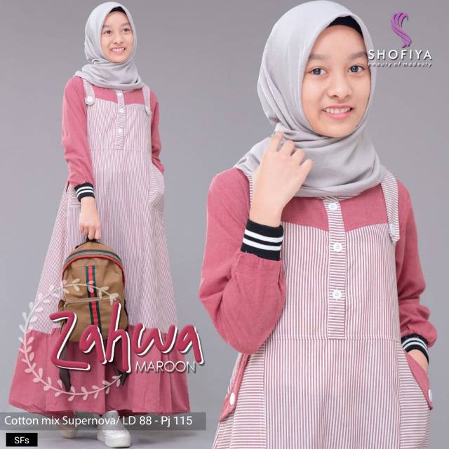 ZAHWA KIDS Moscrepe Gamis Anak 10-12 tahun Trendy Modern Kids Baju Panjang Stelan Syar’i Polos