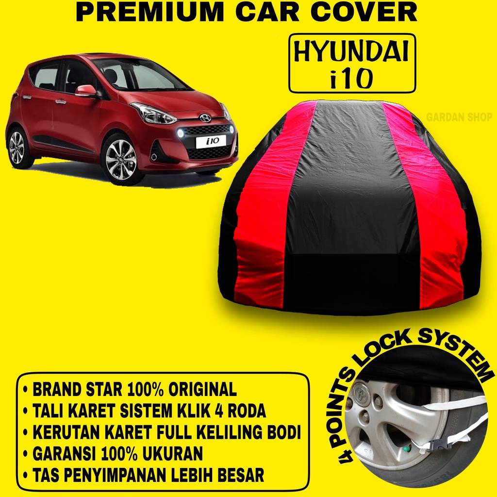 Body Cover HYUNDAI i10 Sarung Strip MERAH Pelindung Tutup Bodi Mobil Hyundai i10 Waterproof PREMIUM