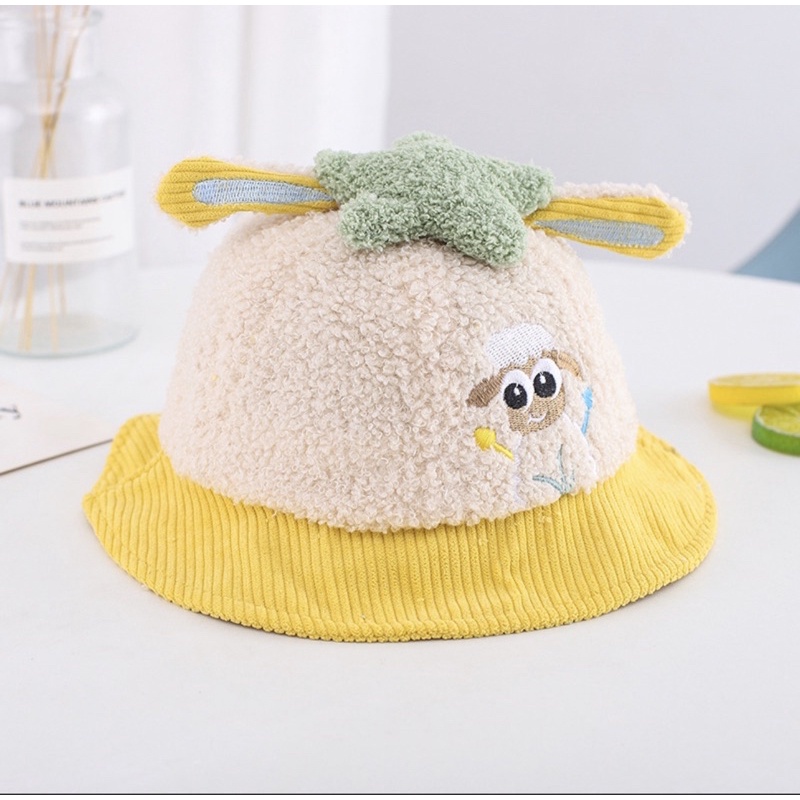 Topi Baseball Anak Bayi Balita Model Bulu Domba Sheep Import Anak Laki Laki Anak Perempuan-Buc kuning