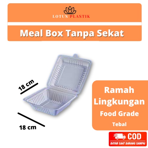 Meal Box Plastik Tanpa Sekat Putih Polos-A01