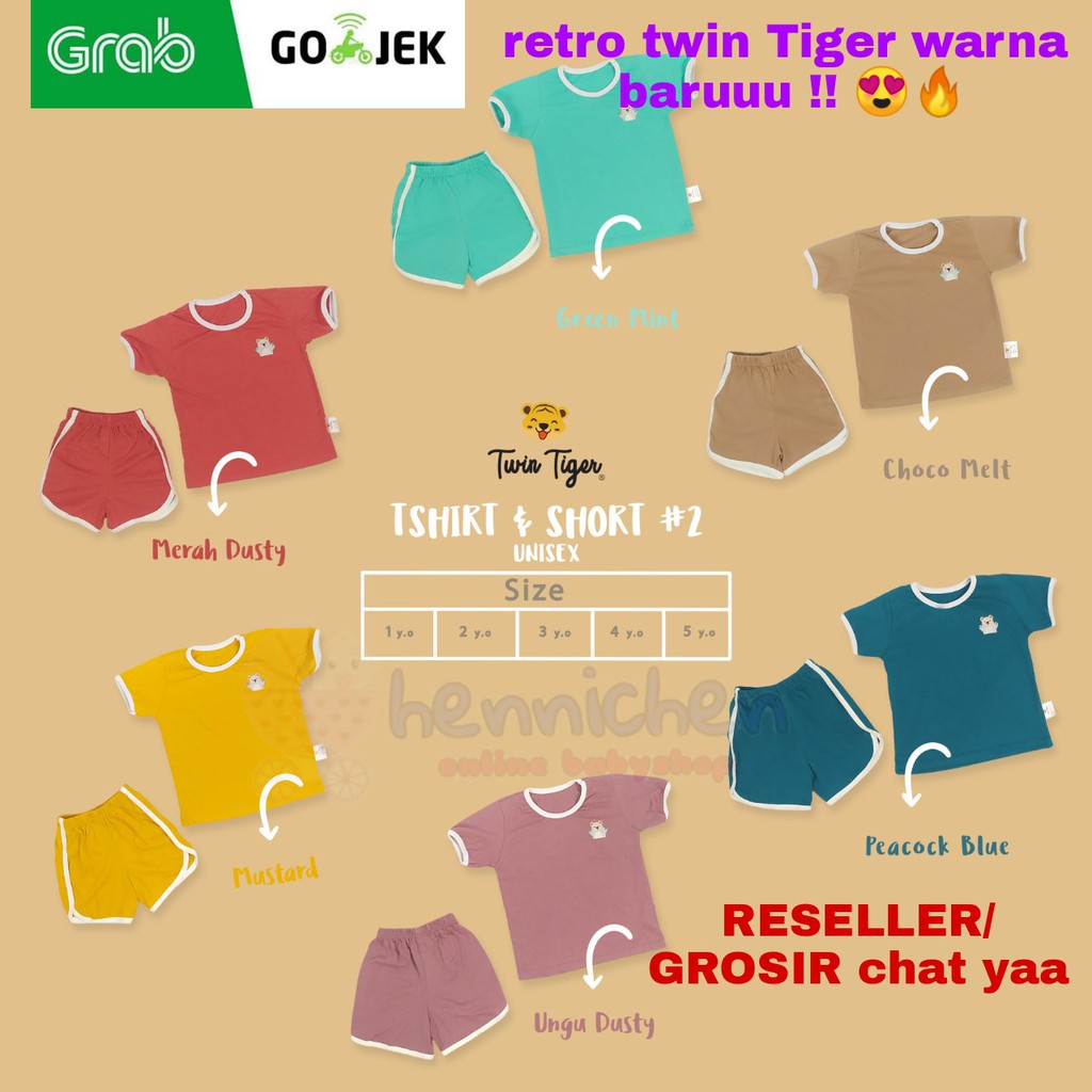 TERLARIS TWIN TIGER SETELAN KAOS ANAK TSHIRT RETRO SET BAJU ANAK / BAJU BAYI 0-5 Tahun NEW COLOURS