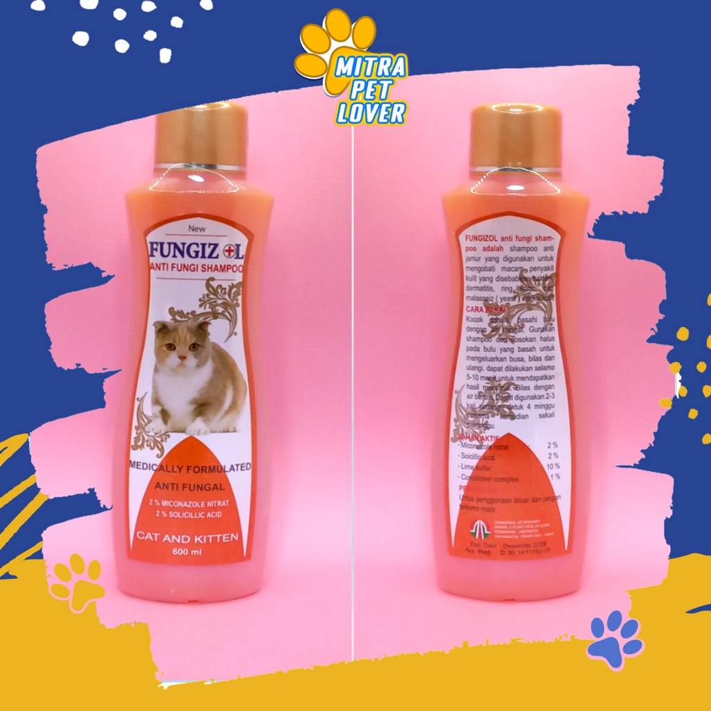 SHAMPO ANTI JAMUR KUCING - FUNGIZOL CAT SHAMPOO 600 ML - BERSIH SEMBUHKAN PENYAKIT KULIT OLEH JAMUR FUNGI ZOL KITTEN - SEHAR - MURAH GARANSI KUALITAS ASLI ORIGINAL - PET ANIMAL HEALTHCARE VETERINARY TAMASINDO OBAT &amp; VITAMIN HEWAN PELIHARAAN MITRAPETLOVER