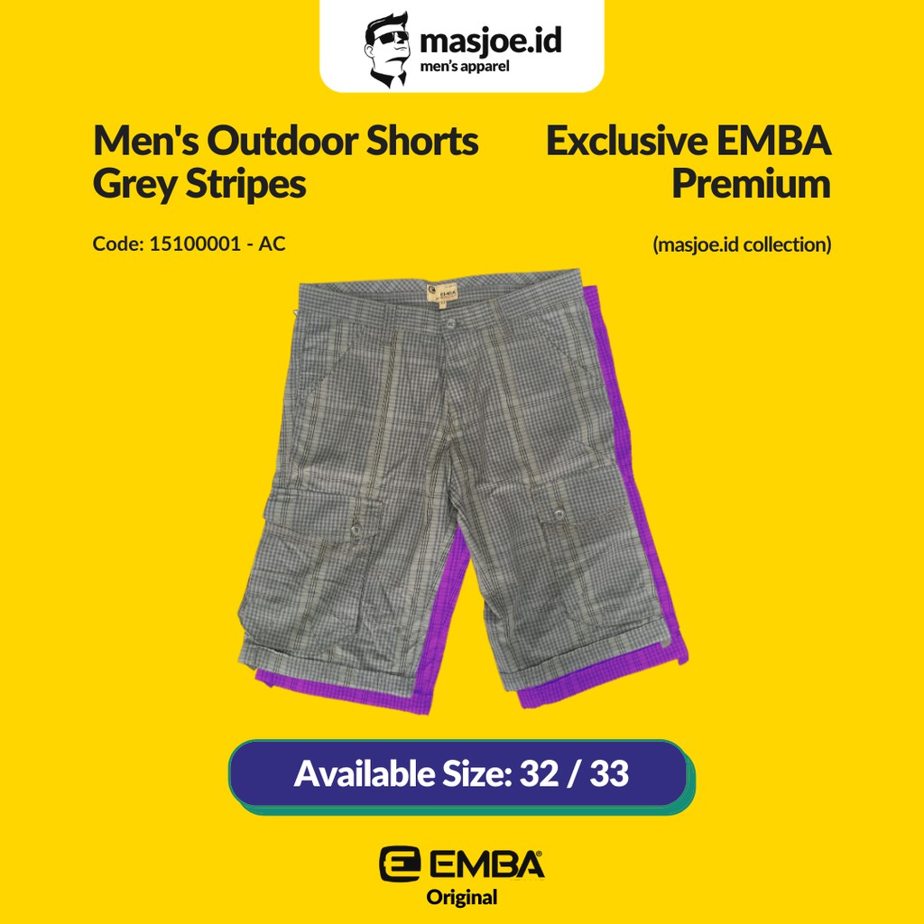 Celana Pendek Pria EMBA Original - Grey Stripes