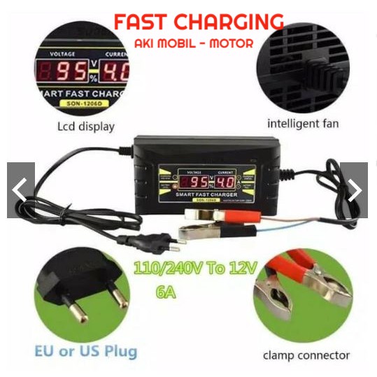 CHARGER AKI  MOBIL  MOTOR Ces Accu 12v SUPER CEPAT CAS 