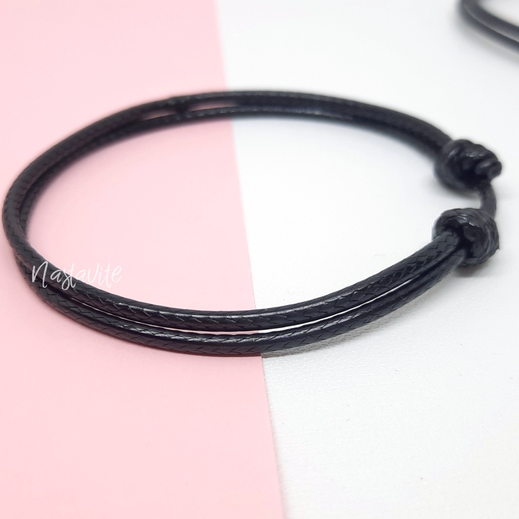 Gelang hitam polos tali korea 2mm