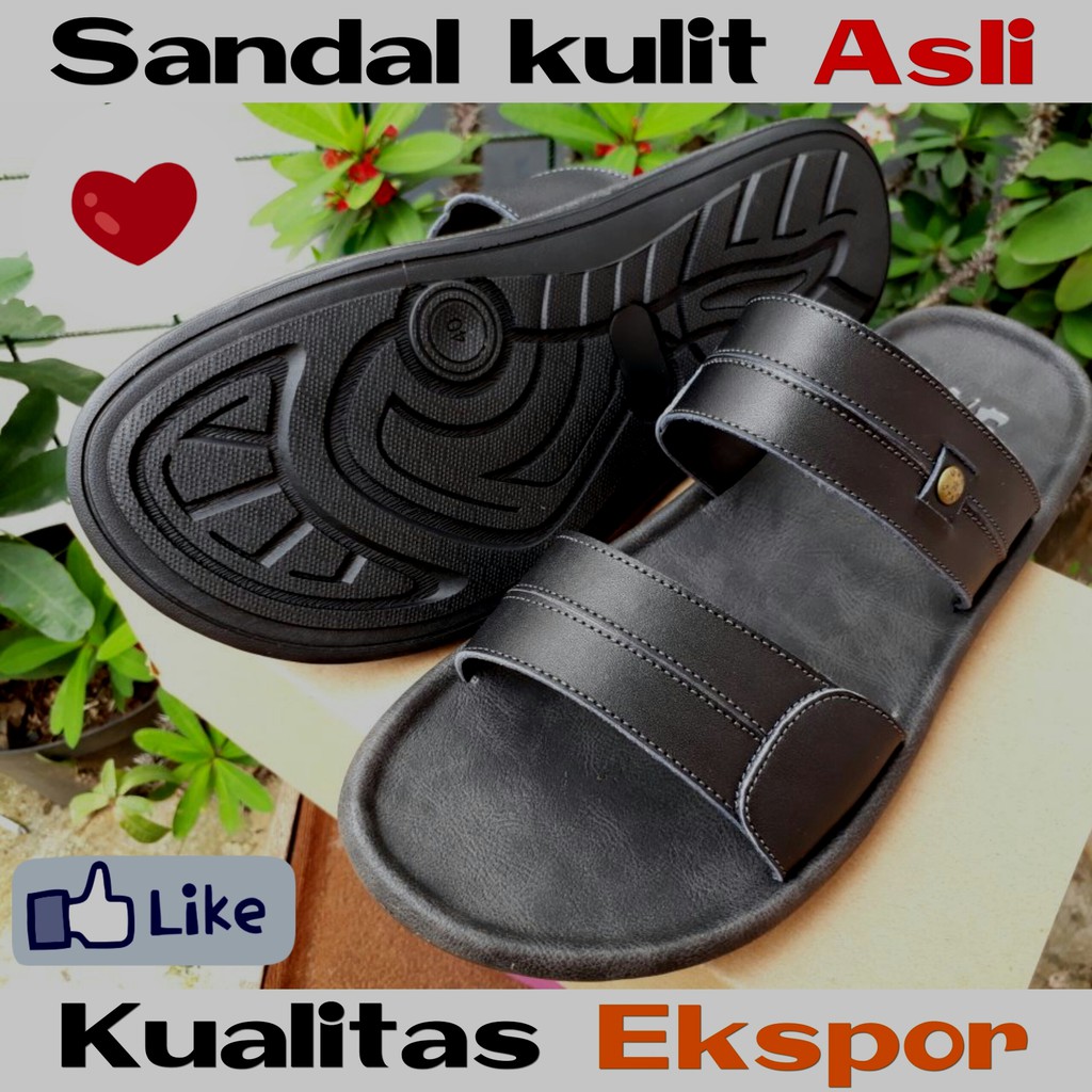 Sendal pria cowok laki-laki kulit asli murah berkualitas import branded