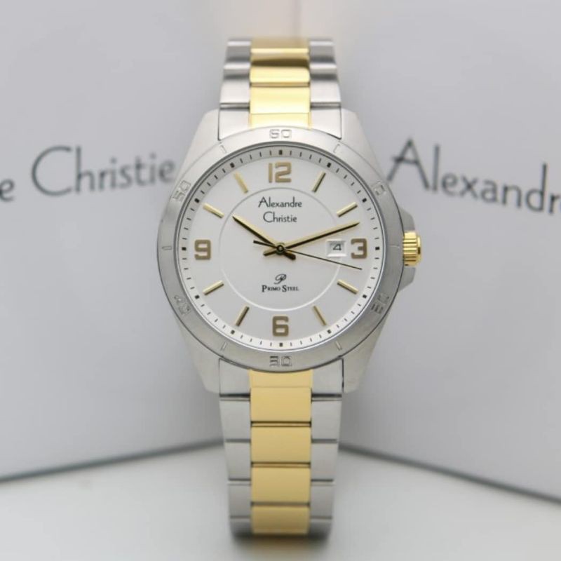 Jam Tangan Alexander Christie Pria Silver Gold ac1016
