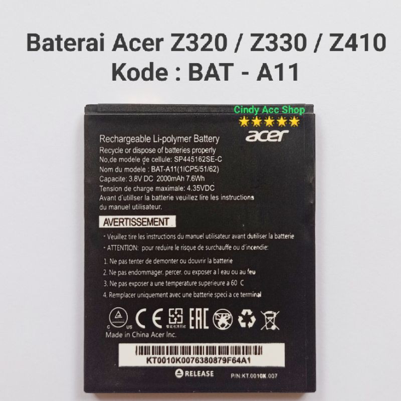 Baterai Acer Liquid Z410 Z330 Z320 BAT-A11 Battery Batre Original