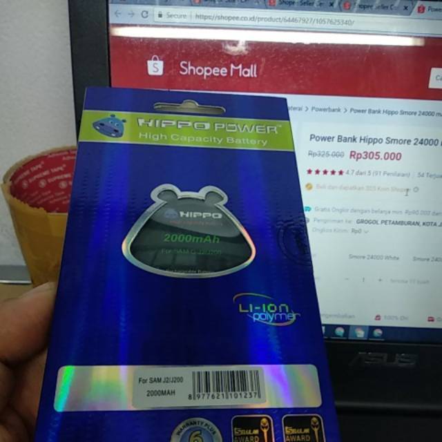 Baterai Hippo Samsung J2 J200 Core Prime Win 2 Duo 2000 mAh Garansi