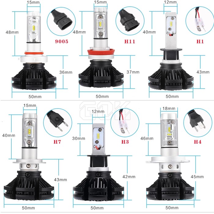 Lampu LED X3 Original ZES Bohlam Utama Mobil H1 H3 H7 H11 HB3 HB4 H4 9005 9006 3 Warna Motor H8 H16