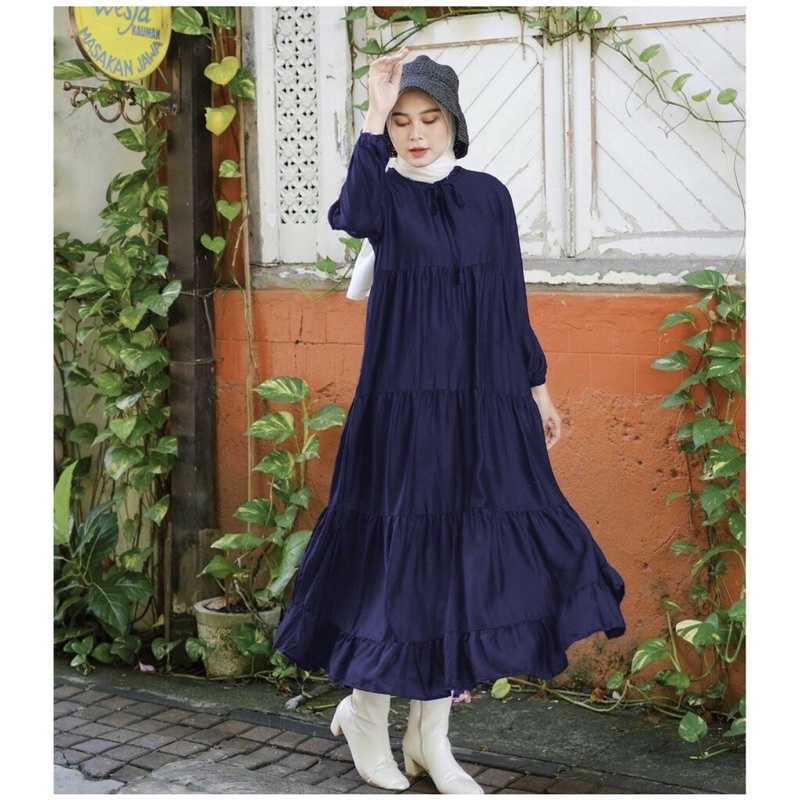 ISYANA DRESS MIDI KATUN RAYON DRESS VINTAGE DRESS KOREA STYLE