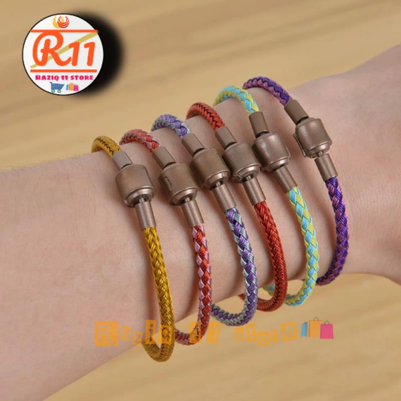 Gelang Tali Kawat Pandora Anti Air Waterproof Varian Warna Mix