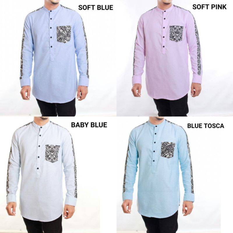 kurta pria pakistan list batik pocket