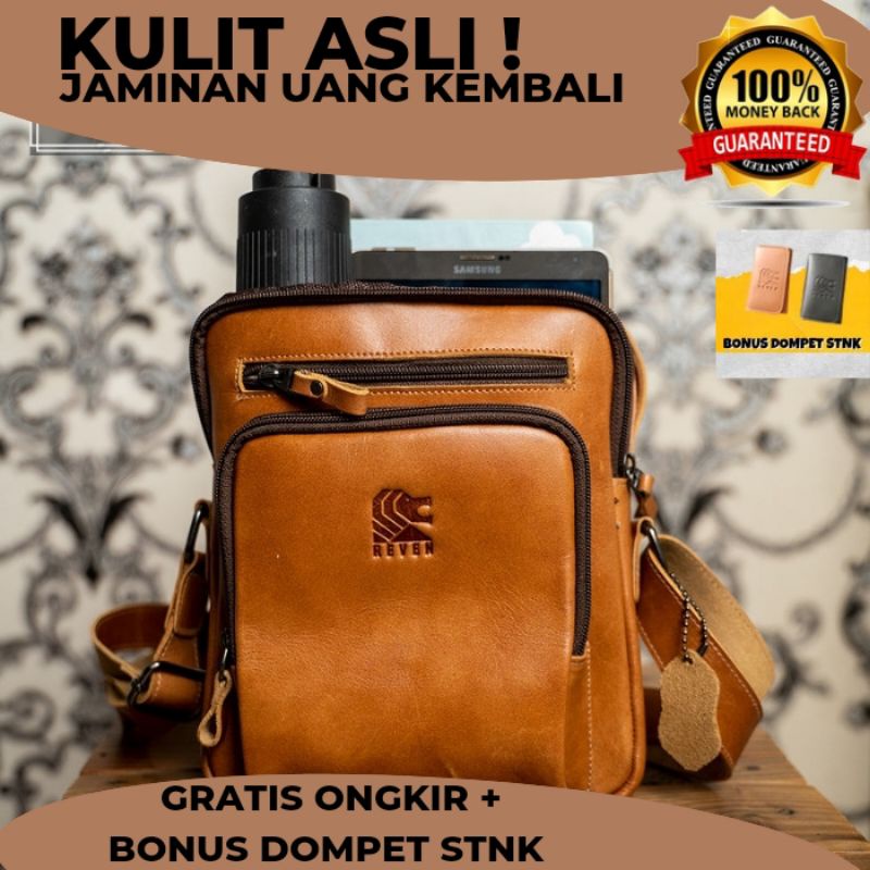 Tas selempang waistbag slingbag pria branded kulit asli original hades