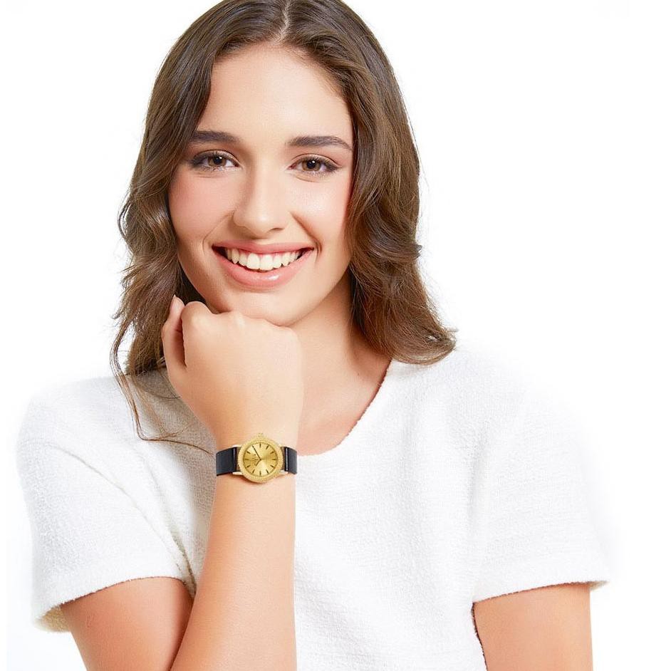 New Arrival  JAM TANGAN SOPHIE MARTIN DELIA WPU1031B5 GOLD HITAM KULIT MURAH IMPORT DISKON MEMBER PR