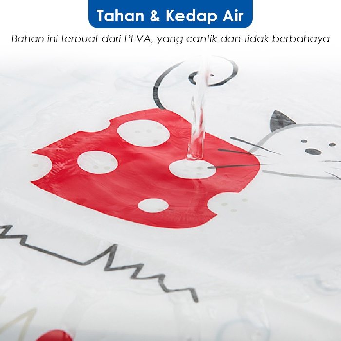COD - Tirai Kamar Mandi Anti Air PEVA Gorden Kamar Mandi 180x180cm Free Ring - Gorden Kamar Mandi - K3