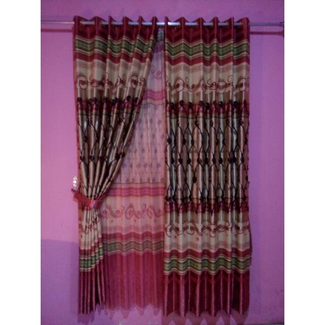 Gorden Korden Blackout Minimalis Murah Merah Hitam