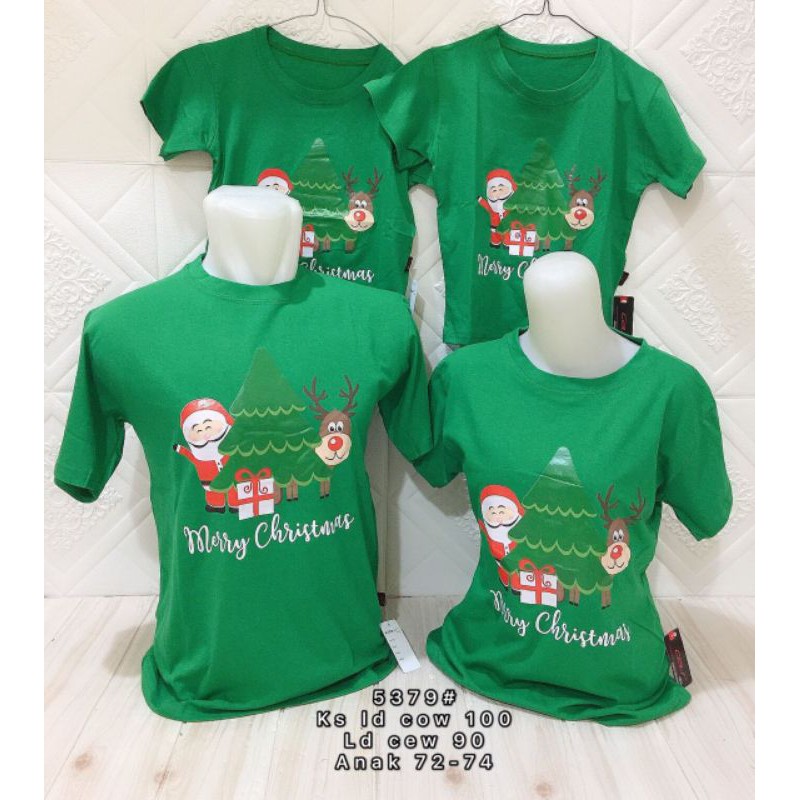 Baju kaos  couple  family keluarga  merah natal christmas 