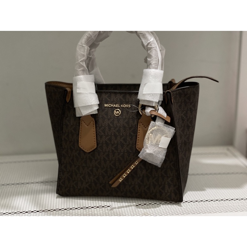 MK kris small satchel brown black