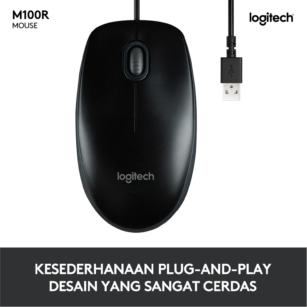 Logitech M100r USB Optical Wired Mouse