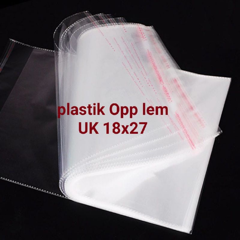 

Plastik OPP seal lem/plastik bening 18x27(isi 100 lmbar)