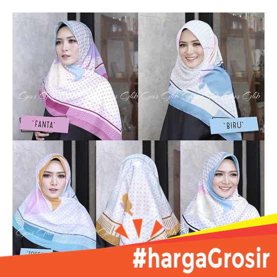 Grosir Hijab segiempat bahan katun voal premium motif wave RSH148