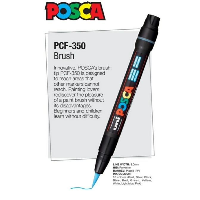 

(BISA COD) Uni Posca Paint Marker PCF-350 - Black - Brush Tip TERPERCAYA Kode 1413