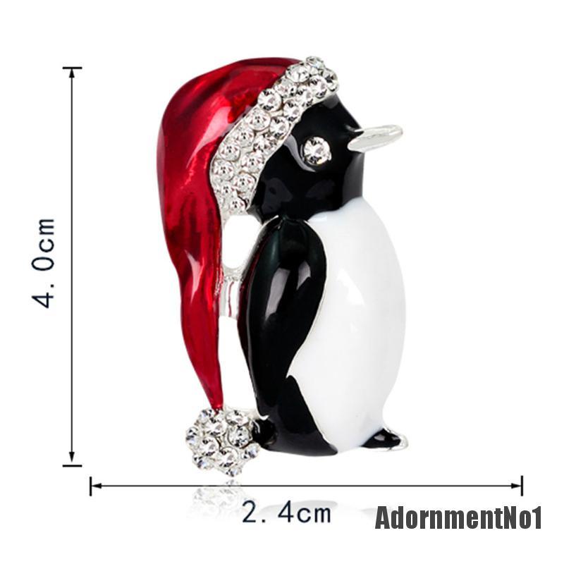 (Adornmentno1) 1pc Bros Pin Bentuk Penguin Aksen Berlian Imitasi Untuk Wanita / Pesta Natal