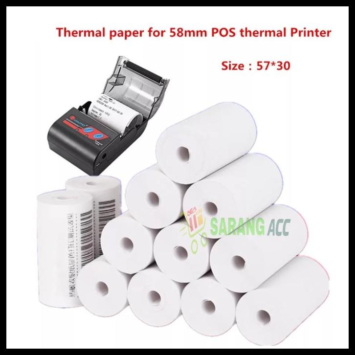 

SALE KERTAS STRUCK PRINTER THERMAL 58 X 30MM 1 BOX ISI 100 ROLL SALE