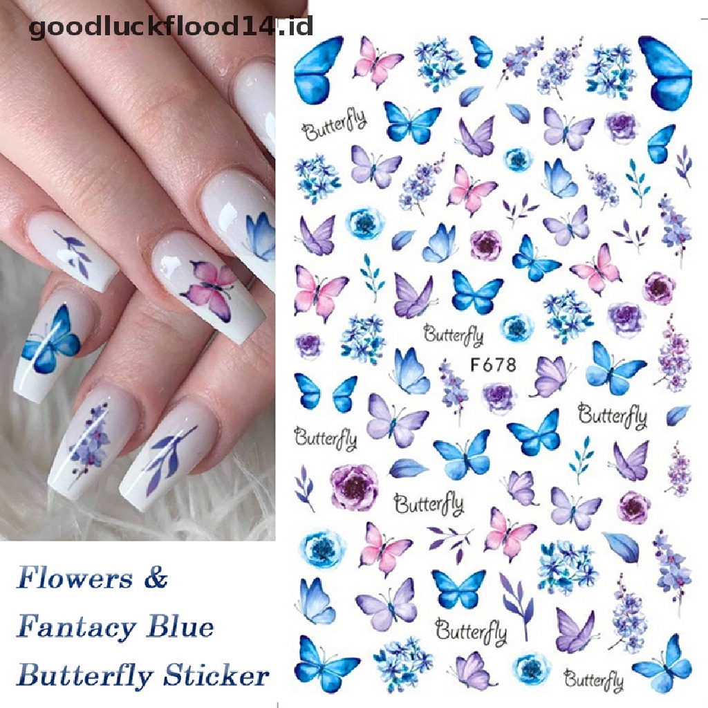 [OOID] Holographic Butterflies Nails Art Manicure Stickers Flowers Nail Decoration ID