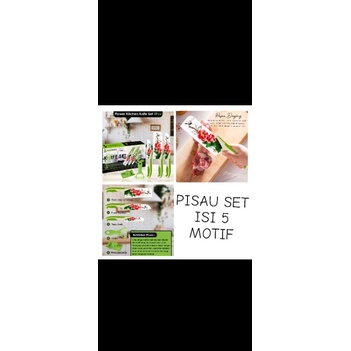 COD - LOYALBOSQUE - J23 - Set Pisau Flower - Set Pisau Dapur 5 in 1 Motif Flower Jamin Tajam Anti Le