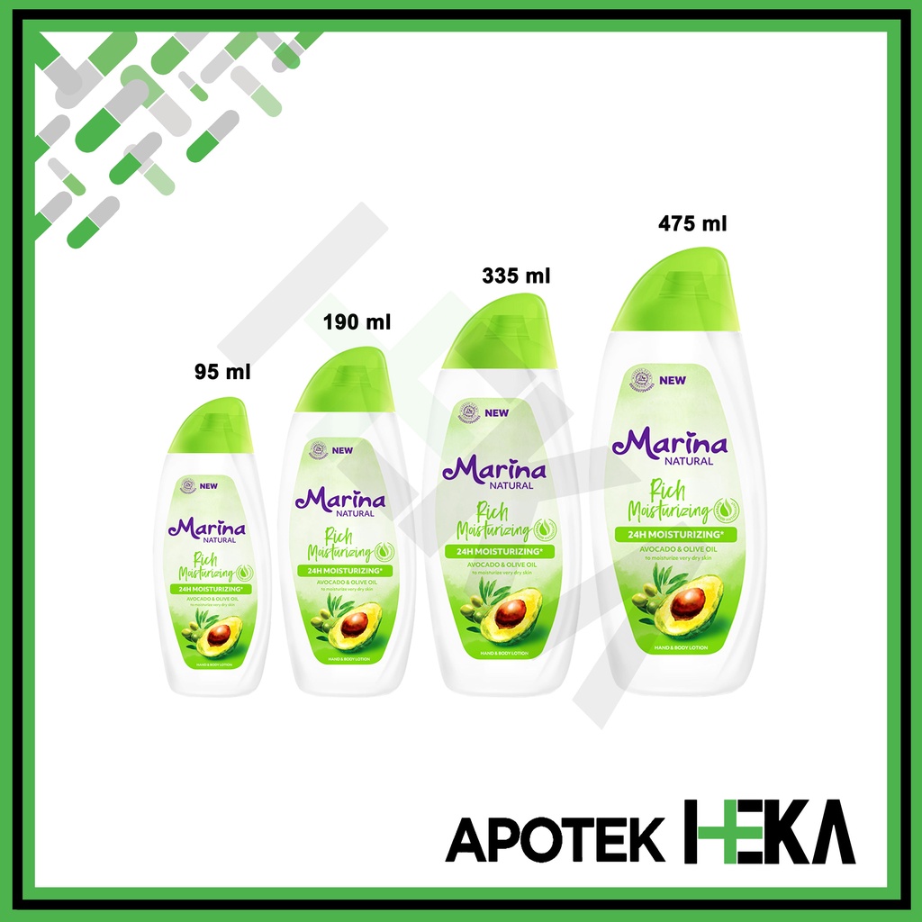 Marina Handbody Lotion Natural Rich Moisturizing - Avocado &amp; Olive Oil (SEMARANG)