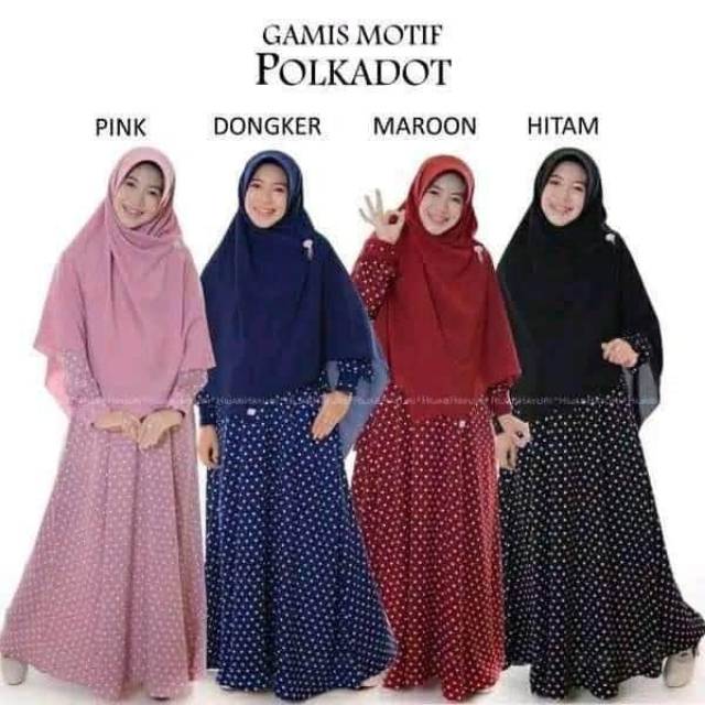 Gamis polkadot/gamis terbaru 2020/Gamis polka terlaris