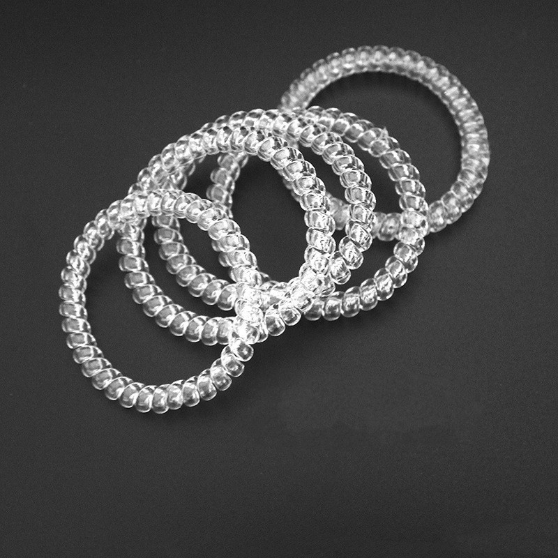 10pcs Transparent Laser Rainbow Color Telephone Line Hairpin for Women Hairline Tied Rubber Band