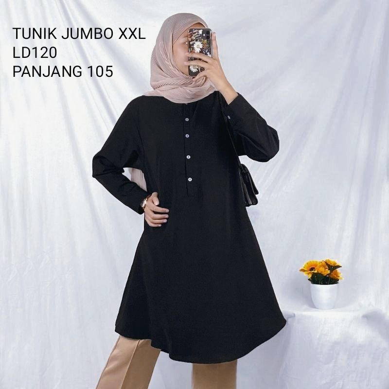 TUNIK JUMBO/TUNIK MUSLIMAH/TUNIK JUMBO LD120&amp;102/PANJANG 105/BIG SIZE/MOSCEPE IMPORT PREMIUM/TUNIK TERLARIS/TUNIK BRILLIE/REALPICT