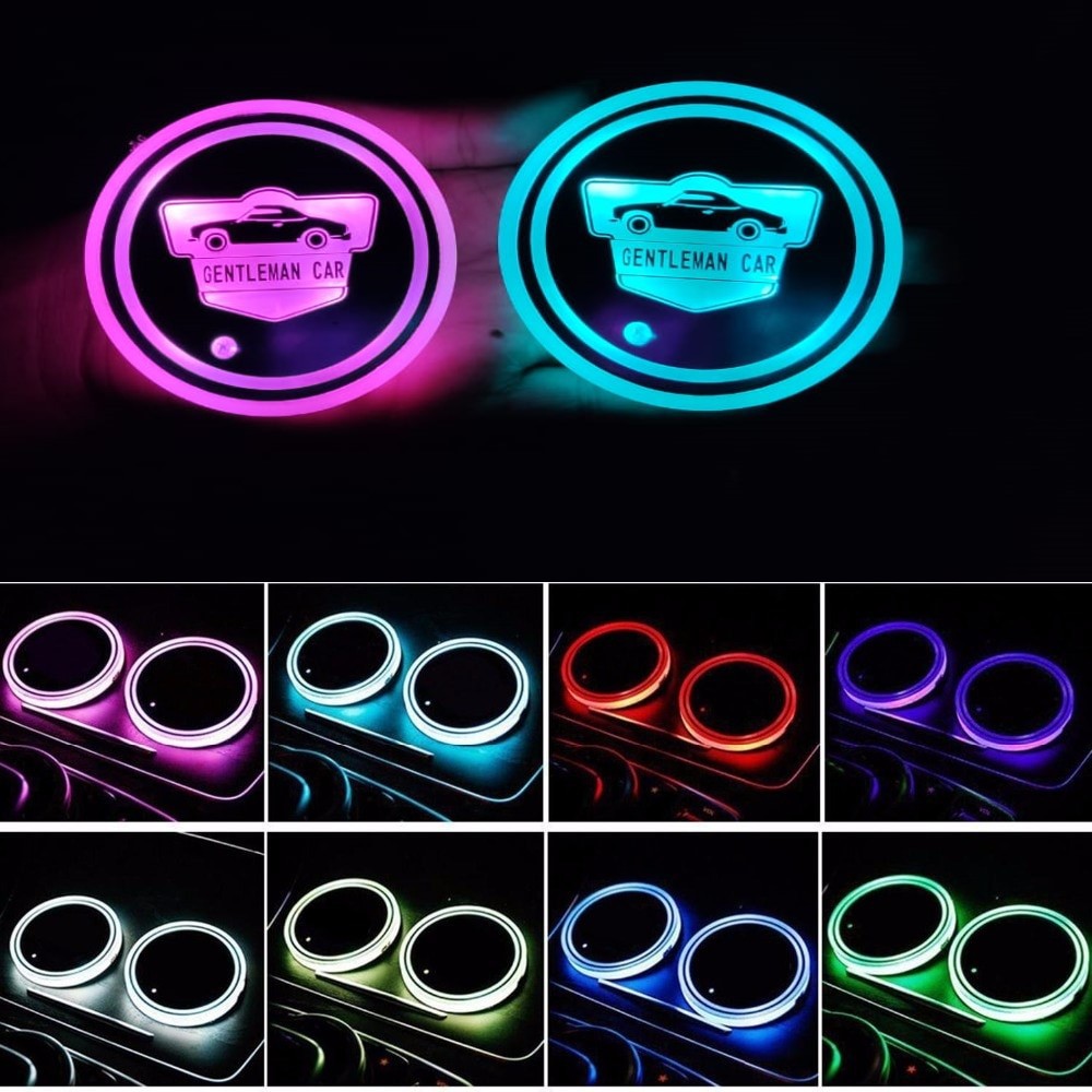 LED Car Cup Holder isi 2 pcs | Lampu USB Mobil By Gentleman Car