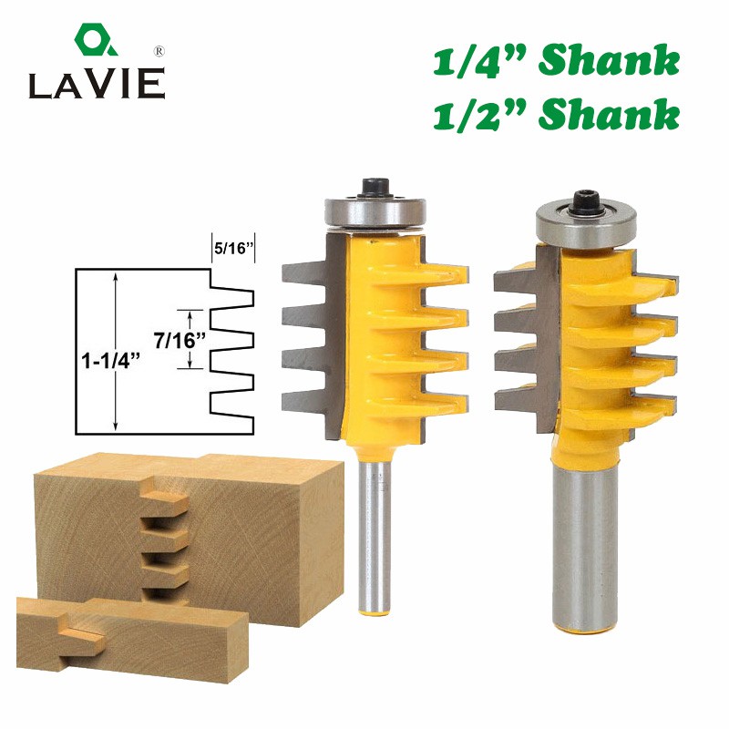 

LA VIE 12" 14" Shank Finger Joint Glue Router Bit Milling Cutter Mortaise Tenon knife Cone